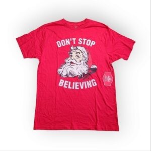 Holiday Time Don't Stop Believing Christmas T-Shirt Medium